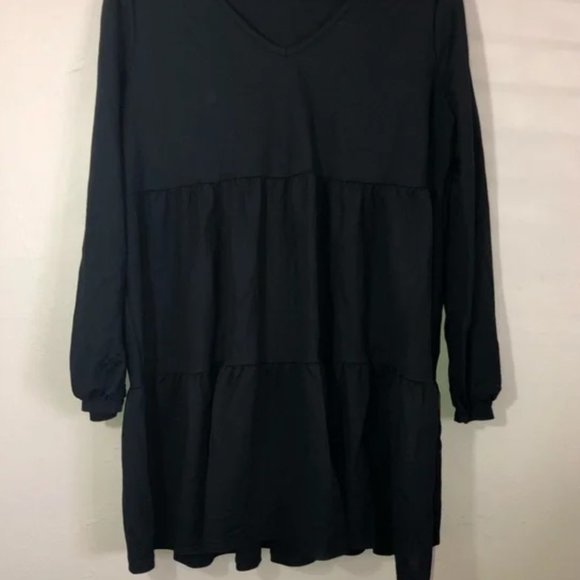 Carly Jean Los Angeles CJLA Blaine Babydoll Dress Black Tiered Dress Size Large - Picture 9 of 11